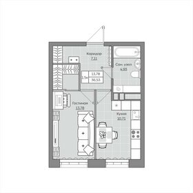 Квартира 36,5 м², 1-комнатная - изображение 1