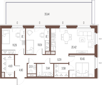 Квартира 78,9 м², 3-комнатная - изображение 1