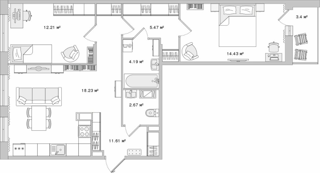 72,2 м², 2-комнатная квартира 21 687 244 ₽ - изображение 23