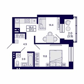 37 м², квартира-студия 6 300 000 ₽ - изображение 62