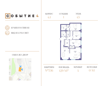 Квартира 129 м², 4-комнатная - изображение 1