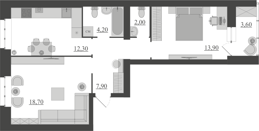 62,6 м², 2-комнатная квартира 5 571 400 ₽ - изображение 1