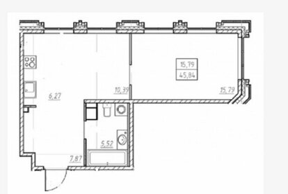 Квартира 45,8 м², 1-комнатная - изображение 1