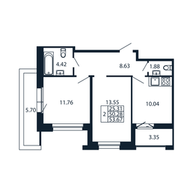 Квартира 53,7 м², 2-комнатная - изображение 4