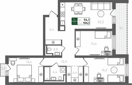 92,1 м², 3-комнатная квартира 9 420 000 ₽ - изображение 20