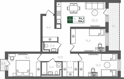 100 м², 3-комнатная квартира 10 395 000 ₽ - изображение 10