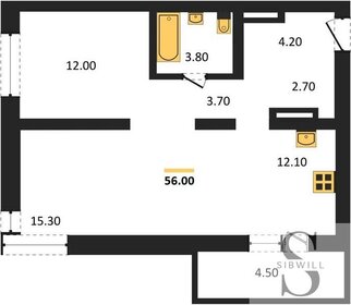 Квартира 56 м², 2-комнатная - изображение 1