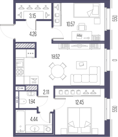 58,4 м², 2-комнатная квартира 22 353 300 ₽ - изображение 12