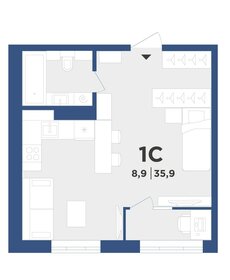 Квартира 35,9 м², 1-комнатная - изображение 1