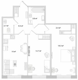 Квартира 66,4 м², 2-комнатная - изображение 1