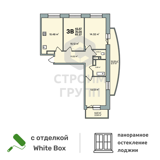 82,3 м², 3-комнатная квартира 8 079 460 ₽ - изображение 1