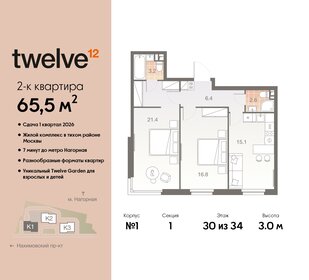 Квартира 65,5 м², 2-комнатная - изображение 1