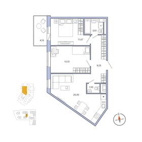 Квартира 61,3 м², 2-комнатная - изображение 1