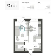 Квартира 42,5 м², 1-комнатная - изображение 1