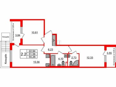 Квартира 51,6 м², 2-комнатная - изображение 1