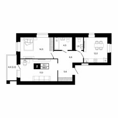 Квартира 64,4 м², 2-комнатная - изображение 2