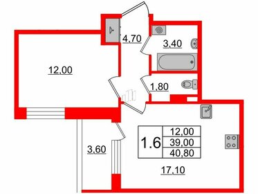 39,1 м², 1-комнатная квартира 7 200 030 ₽ - изображение 25