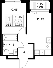 Квартира 32,8 м², 1-комнатная - изображение 1