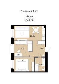 Квартира 62,8 м², 2-комнатная - изображение 1
