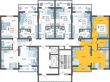 61 м², 3-комнатная квартира 10 200 000 ₽ - изображение 93