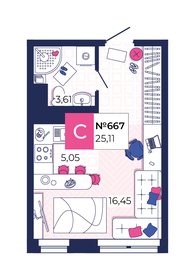 Квартира 25,1 м², студия - изображение 1