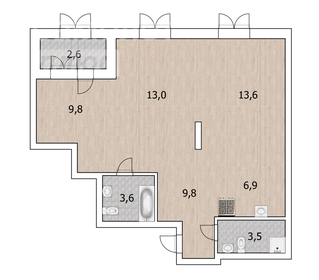Квартира 60,6 м², студия - изображение 1