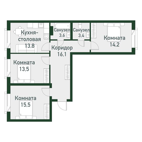 81,4 м², 3-комнатная квартира 9 359 850 ₽ - изображение 1