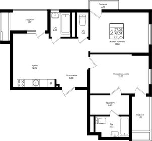 Квартира 65,3 м², 2-комнатная - изображение 1