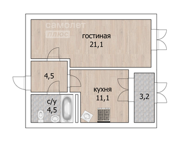 Квартира 44,2 м², 1-комнатная - изображение 1