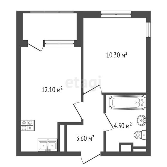 33,3 м², 1-комнатная квартира 8 300 000 ₽ - изображение 1