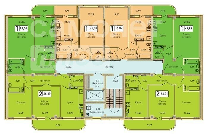 43,5 м², 1-комнатная квартира 7 300 000 ₽ - изображение 1