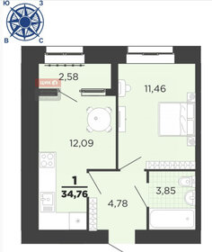 34 м², 1-комнатная квартира 3 165 000 ₽ - изображение 84