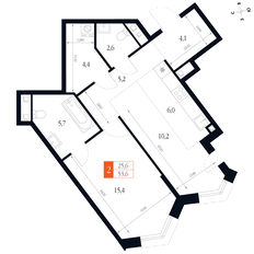 Квартира 53,6 м², 2-комнатная - изображение 2