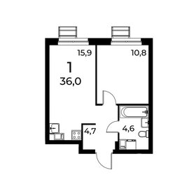 Квартира 36 м², 1-комнатная - изображение 1