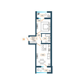 Квартира 51,9 м², 1-комнатная - изображение 1