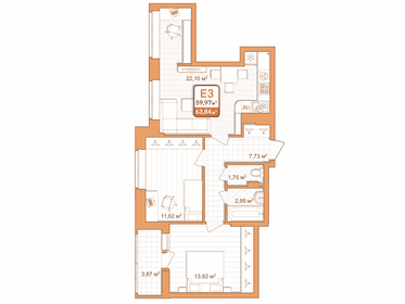 58 м², 2-комнатная квартира 7 190 580 ₽ - изображение 10