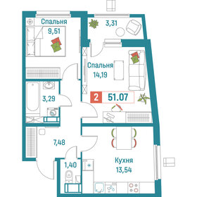 56,7 м², 2-комнатная квартира 10 190 000 ₽ - изображение 111