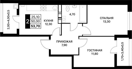 58,4 м², 2-комнатная квартира 7 270 800 ₽ - изображение 53