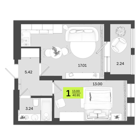 44,9 м², 1-комнатные апартаменты 5 610 000 ₽ - изображение 113