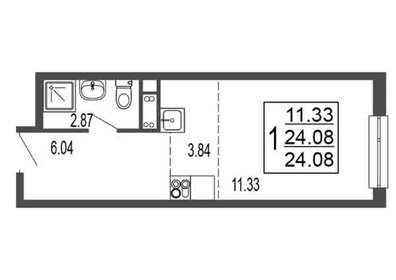 Квартира 24,1 м², студия - изображение 1