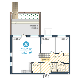 116 м², 3-комнатная квартира 14 447 000 ₽ - изображение 1