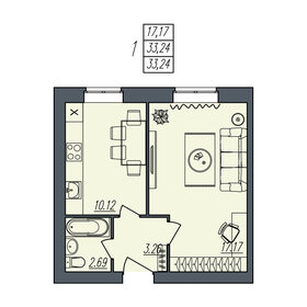 Квартира 33,2 м², 1-комнатная - изображение 1