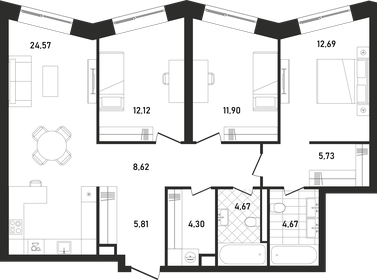 83,3 м², 3-комнатная квартира 60 000 000 ₽ - изображение 62