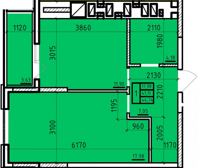 44,7 м², 1-комнатная квартира 4 474 000 ₽ - изображение 1