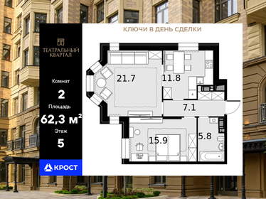 Квартира 62,3 м², 2-комнатная - изображение 1