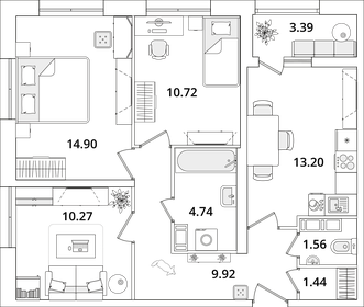 64,8 м², 4-комнатная квартира 18 000 000 ₽ - изображение 73