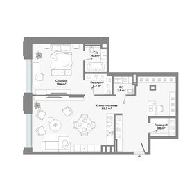 Квартира 89,4 м², 1-комнатные - изображение 1