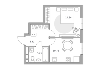 Квартира 35,8 м², 1-комнатная - изображение 2