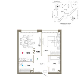 55,4 м², 2-комнатные апартаменты 21 999 000 ₽ - изображение 75