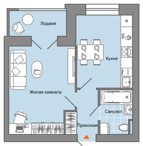 38 м², 1-комнатная квартира 4 483 737 ₽ - изображение 1